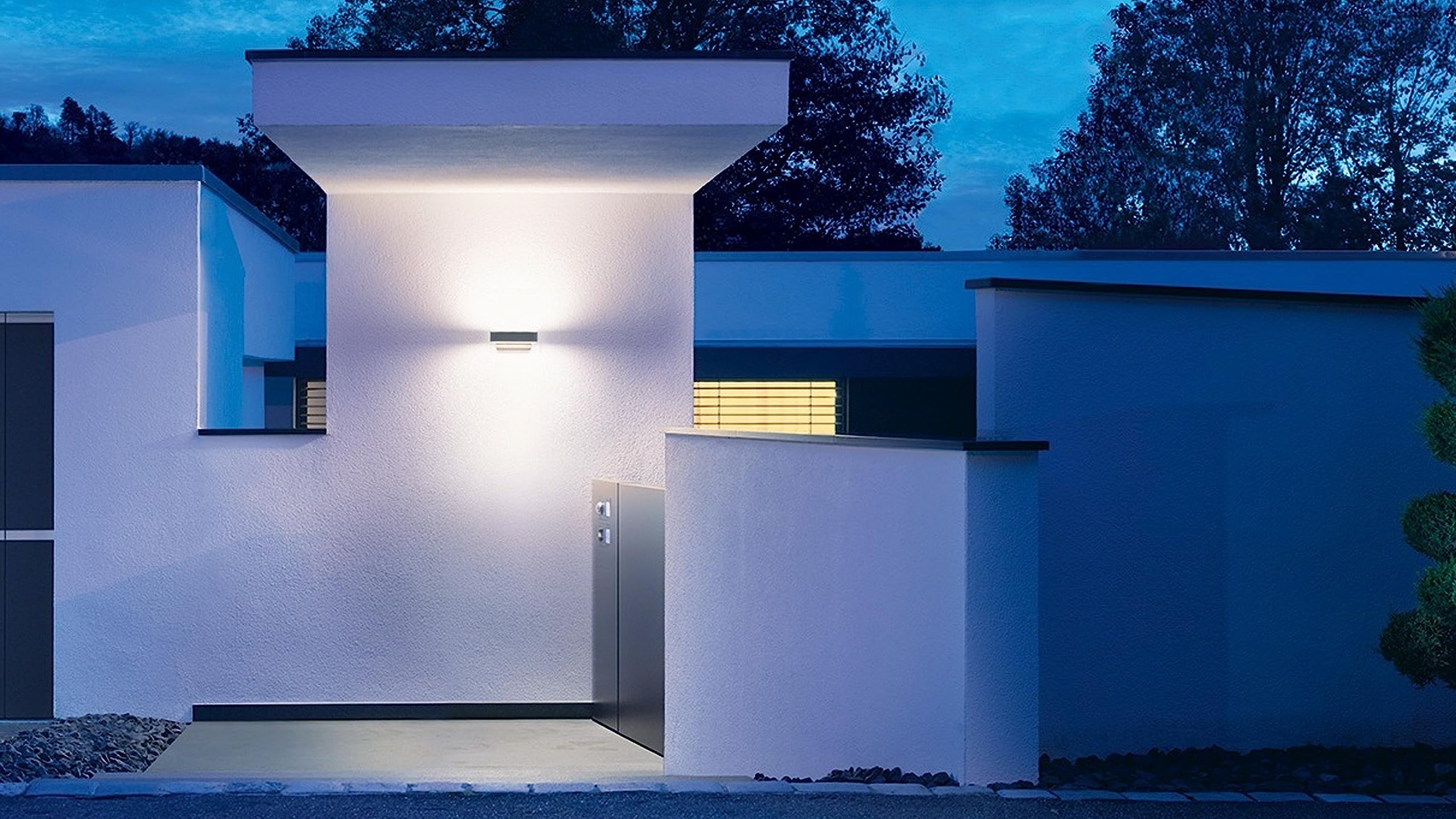 STEINEL Applique LED murale extérieur L 810 SC argent | lampe extérieur intelligent, détecteur de mouvement 160° iHF, Up/Downlight, commandé par application