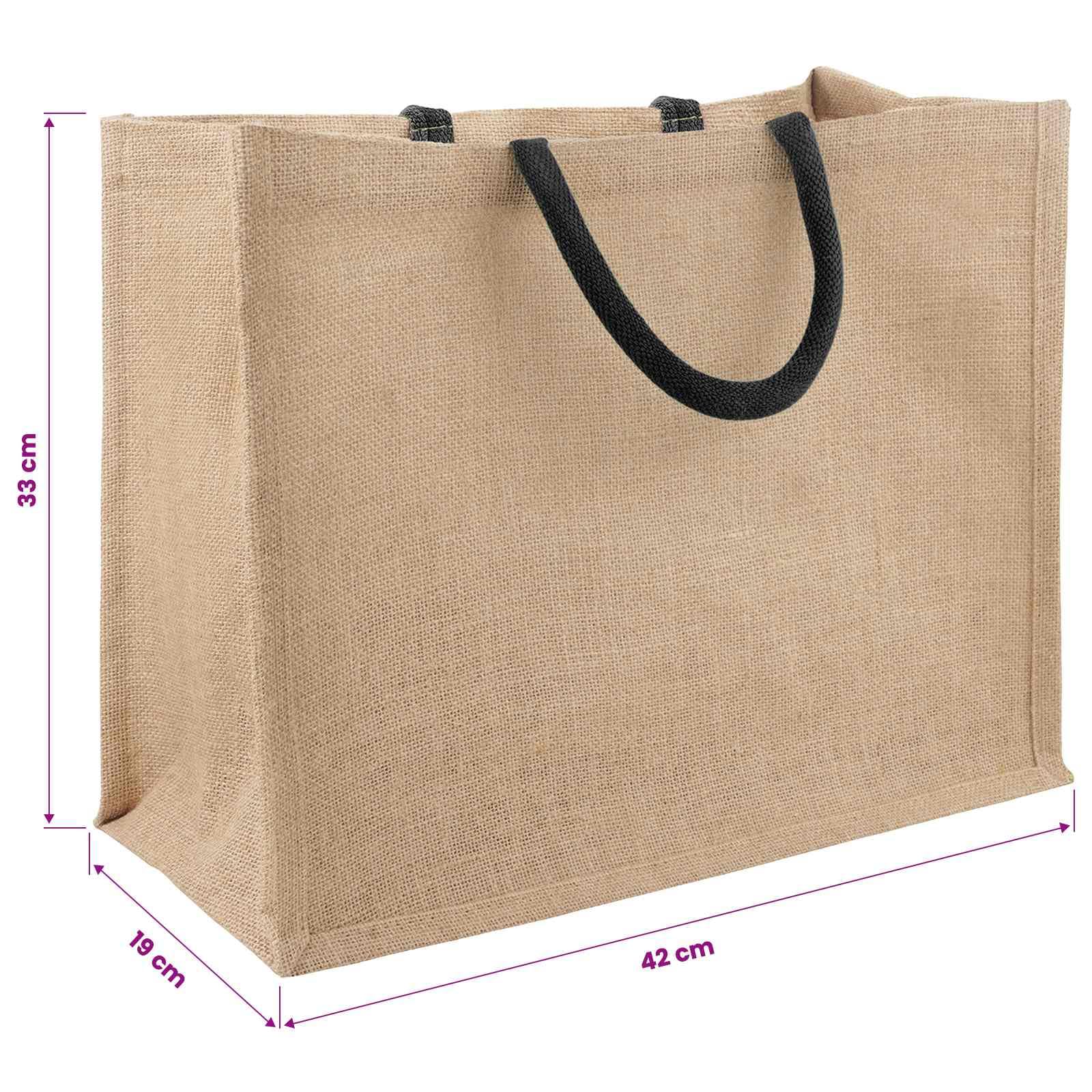 Juego de 5 bolsas de yute de 26 x 22 x 14 cm, bolsa de la compra para alimentos, bolsa de yute resistente con forro interior laminado para compras y uso diario
