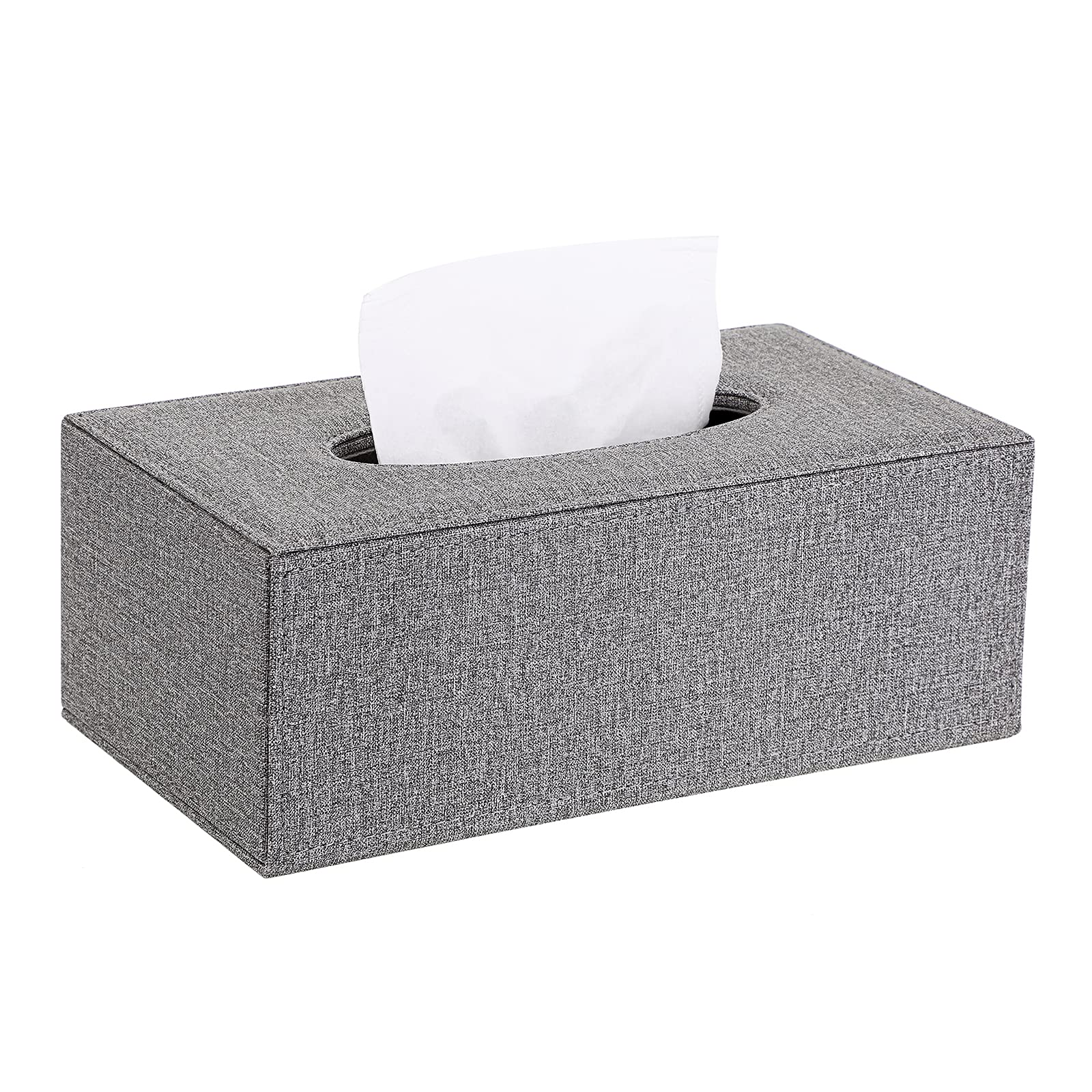 Sumnacon Rectangular Linen Tissue Box Cover - Stylish Tissue Box Holder with Magnetic Bottom, Decorative Tissue Box for Vanity Dresser Night Stand Table Countertop Home Office Car, Grey