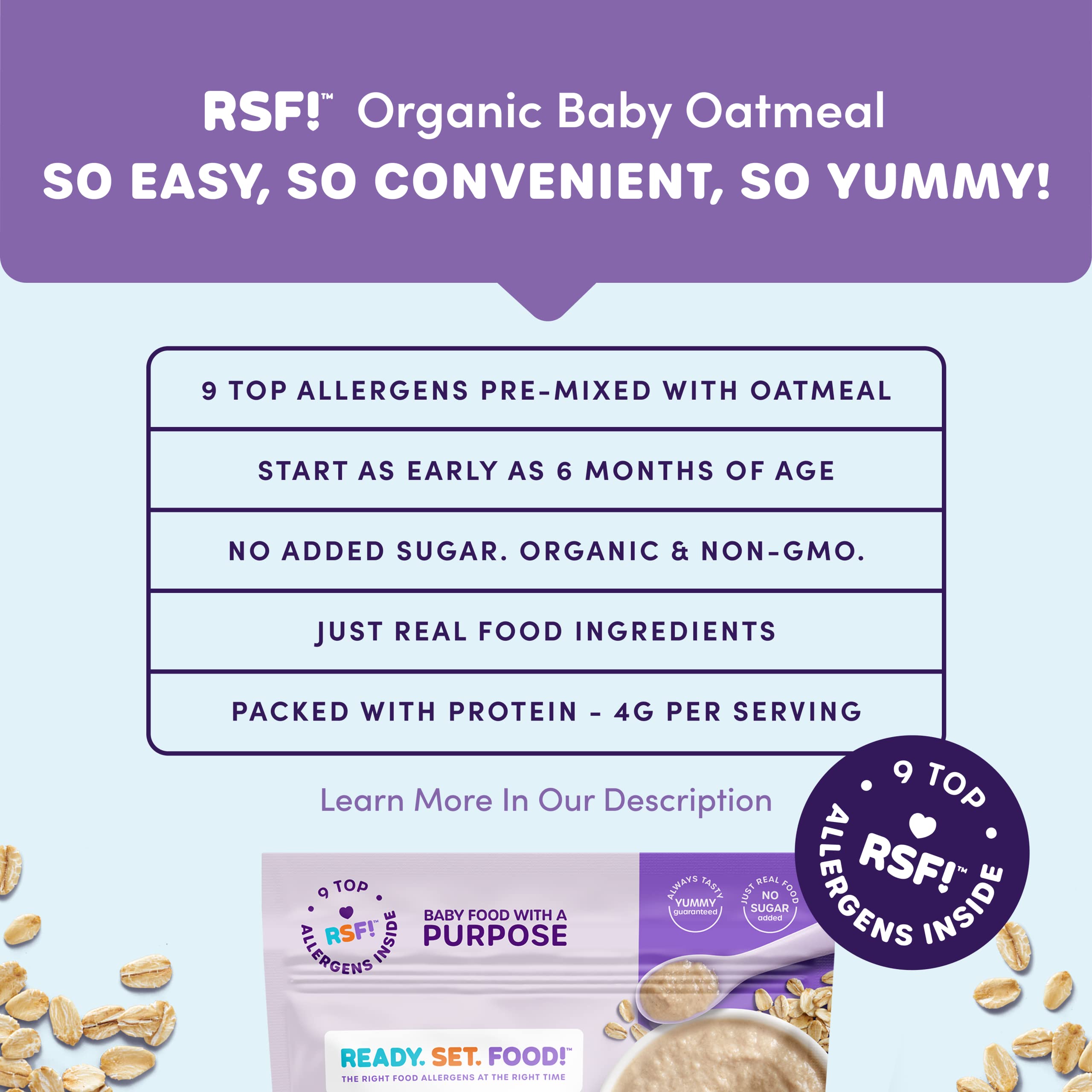 Ready, Set, Food! Oatmeal Organic Baby Cereal 16 Servings per Baby