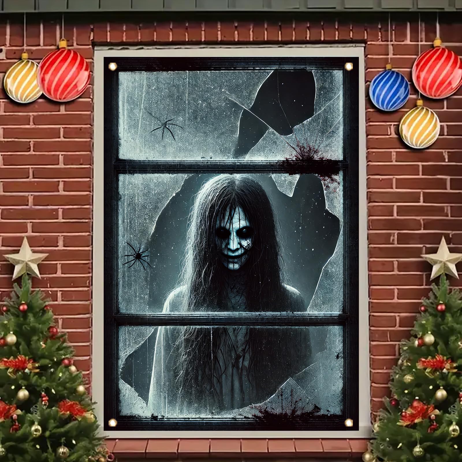 Décoration fantôme féminine pour transformer vos fenêtres le soir d'Halloween