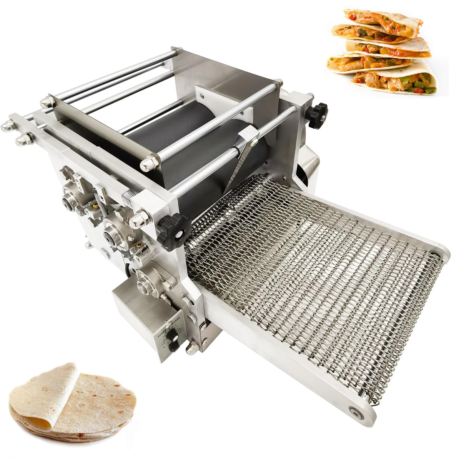 BEILOCKERY Automatic Tortilla Maker Machine, 110V Tortilla Press with Dual Non-Stick Plates, 7.1 Inch Mexico Corn Tacos Maker 1500-2000pcs/h 0.04