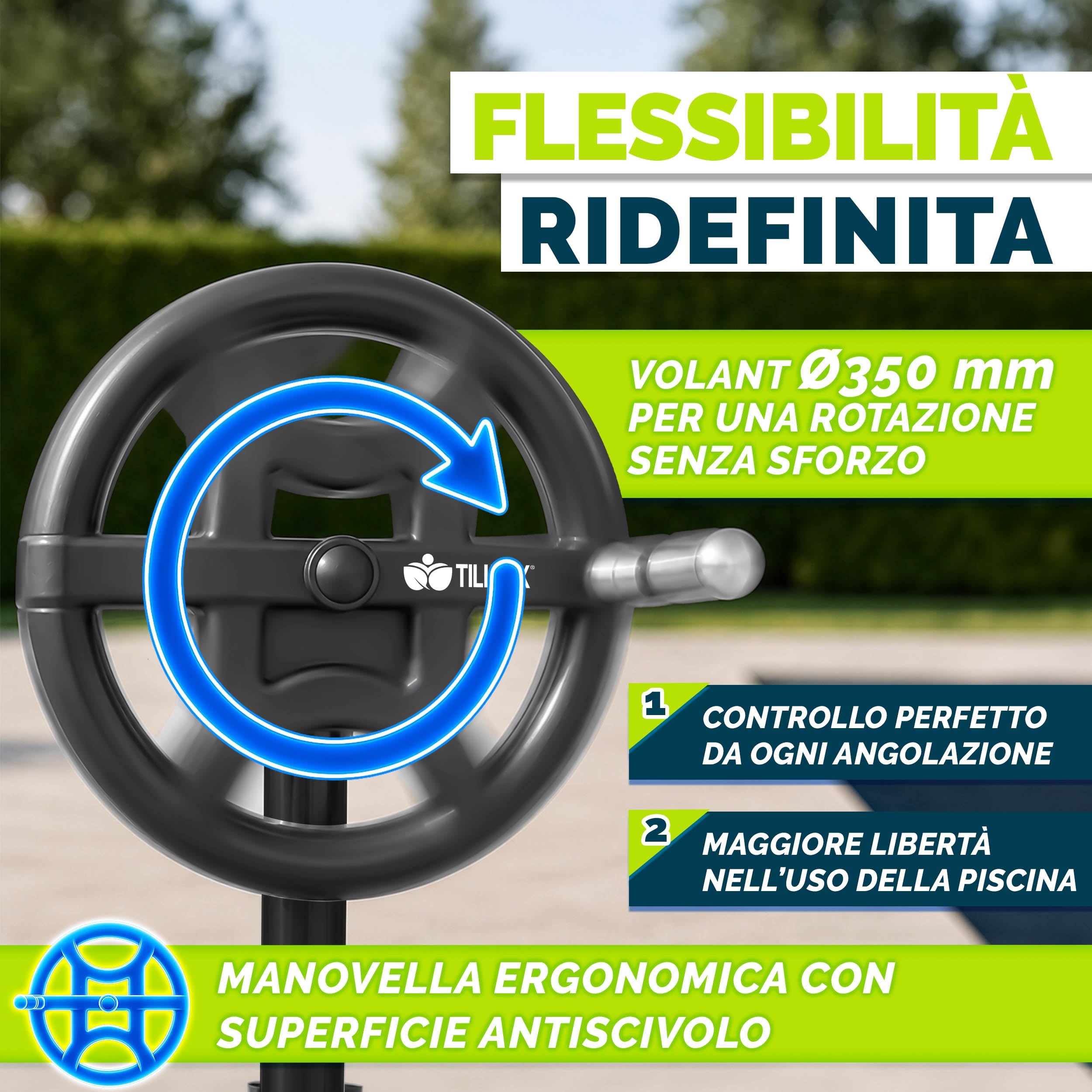 tillvex Rullo Avvolgitore per Telo da Piscina 3-5,70 m con termometro e nastri di fissaggio | Sistema di avvolgimento per Teli solari | Dispositivo di avvolgimento per Teli per Piscina e coperture