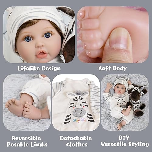 Miniatura 4 de Aori 2.0 Reborn Boy Baby Doll - Muñecas realistas de 22 pulgadas, muñecas de bebé recién nacidas, de vinilo suave, juguete para niños a partir de 3