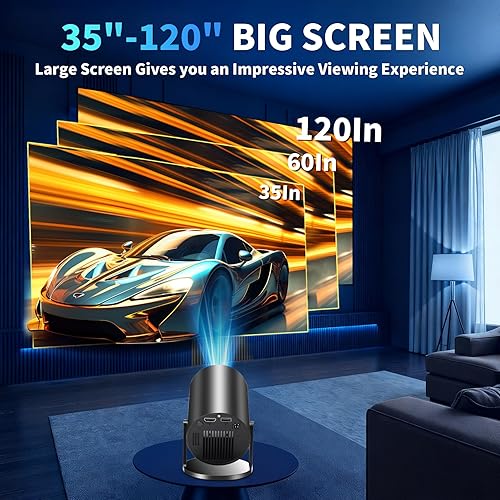Miniatura 9 de [Aplicaciones integradas y actualización 2025] Mini proyector compatible con 4K 1080P Auto Keystone 270° giratorio con WiFi 6 y Bluetooth 5.4, Negro