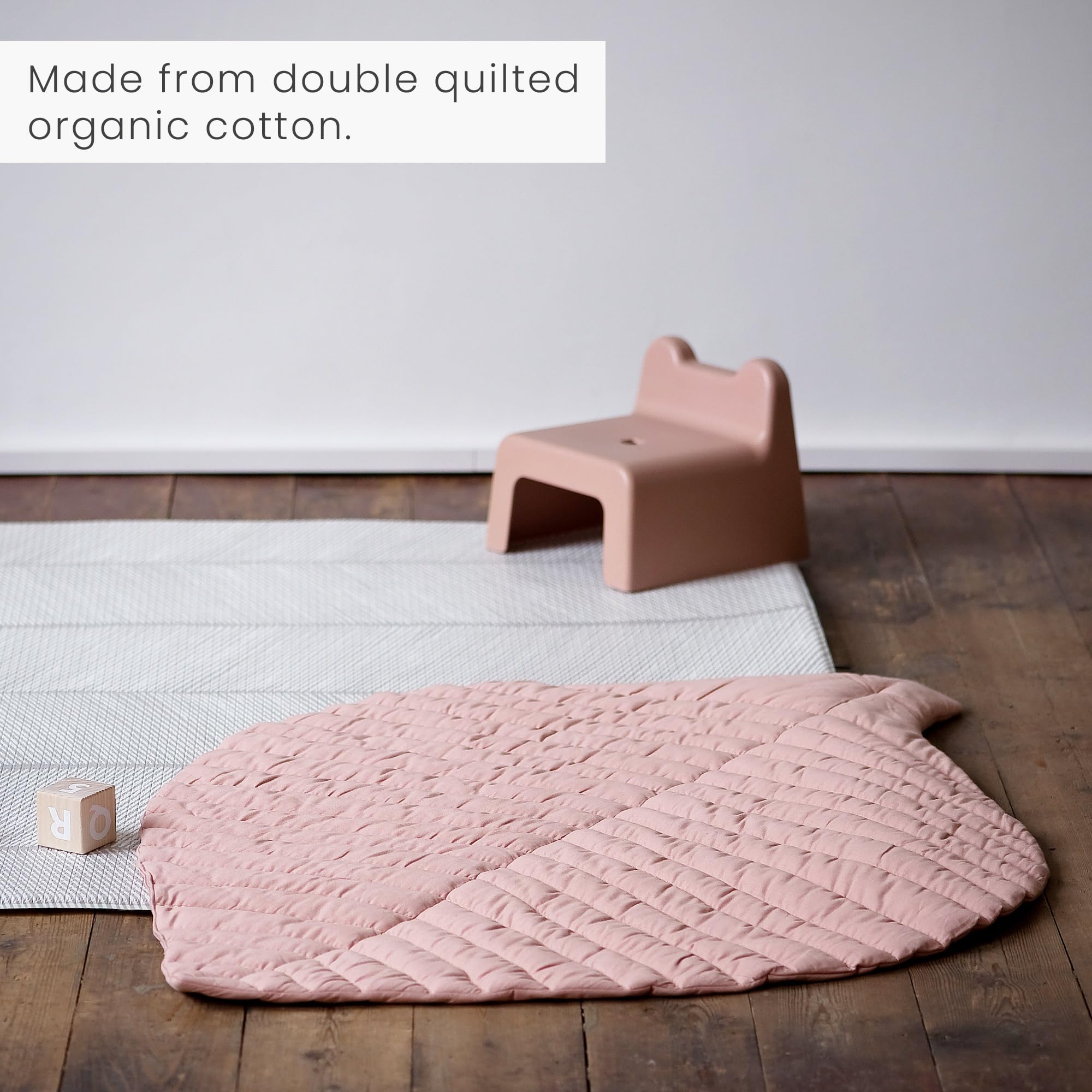Toddlekind Cotton Leaf Nursery Rug, 45.7" x 34.3", Machine Washable Baby Play Mat for Nursery Decor Pink, Sea Shell (Nude Pink) - Image 3