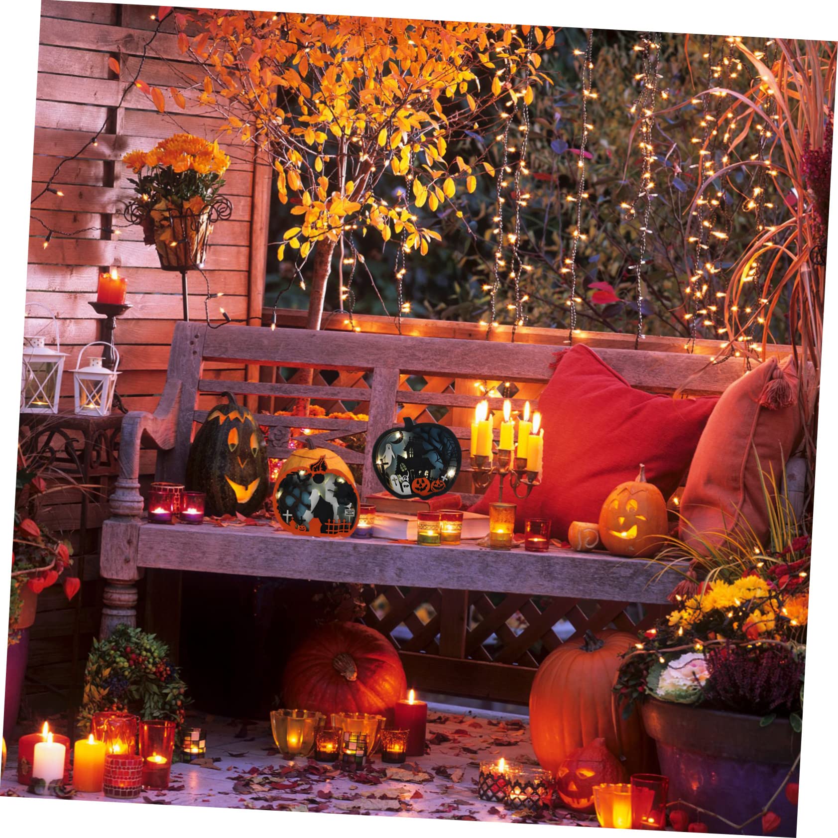 Cabilock Statue Lumineuse Citrouille Pour Halloween Décoration