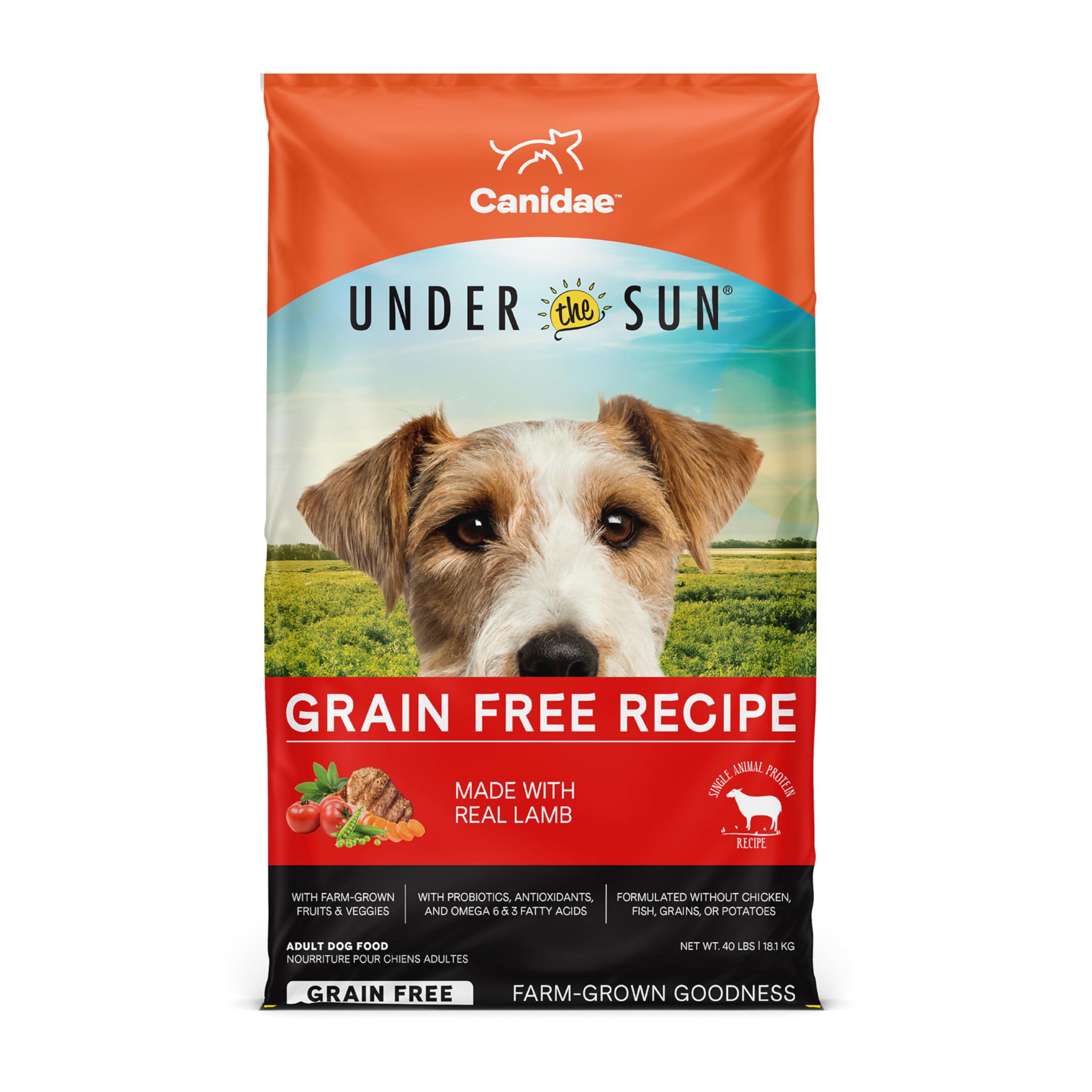 Under the Sun Premium Dry Dog Food For Puppies, Adults and Senior Dogs, Lamb Recipe, 40 Pounds, Grain Free