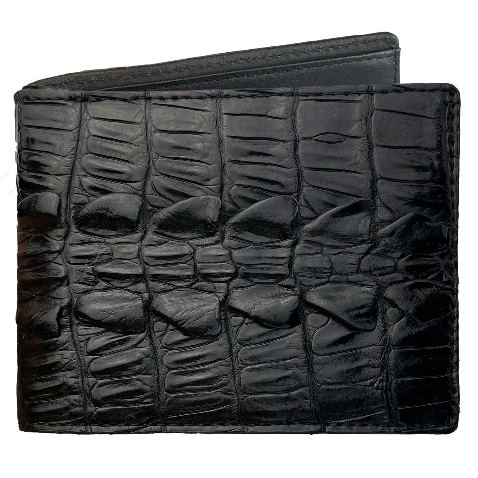 Black Croc Bifold Wallet Men With Flip Out ID Holder Credit Card Holder Premium RFID Blocking Front Pocket Leather Handmade Gift For Birthday Wedding Anniversary Father's Day VINAM-99