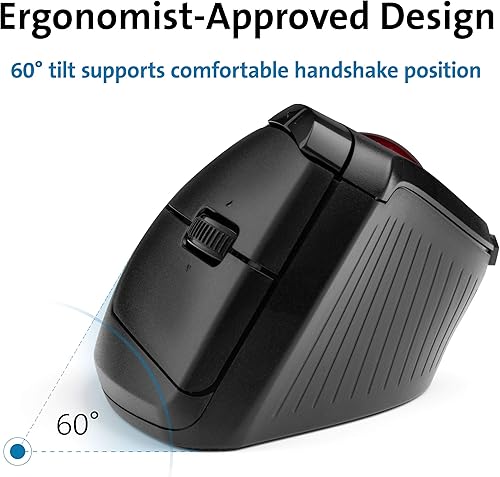 Miniatura 3 de Kensington Pro Fit Ergo - Trackball inalámbrico vertical (K75326WW), negro, 3" x 4" x 6.1"