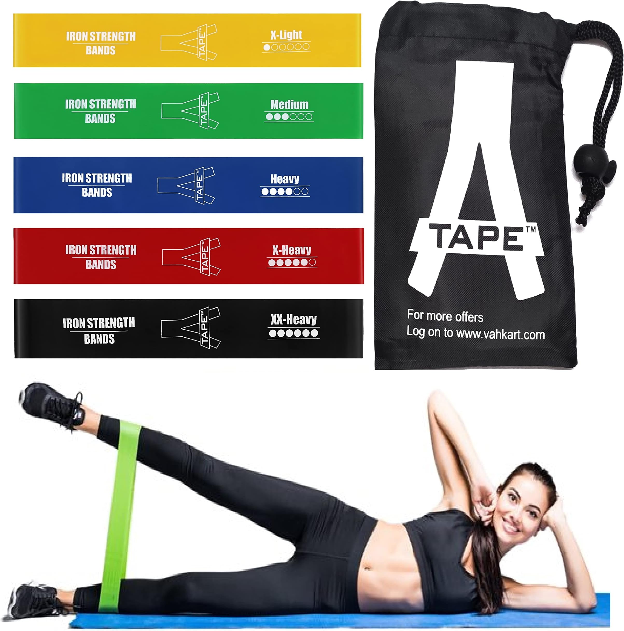 A-TAPE Resistance Loop Exercise Bands, Resistance Bands Exercise Bands for Home Fitness, Stretching, Strength Training, Physical Therapy,Elastic Workout Bands for Women Men & Kids