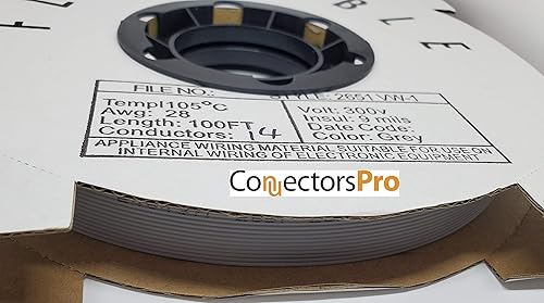 Pc Accessories - Connectors Pro 14P 100' IDC - Cable de cinta plano plateado para conectores de paso de 0.1 pulgadas de 0.1 pulgadas, 14 cables, 14