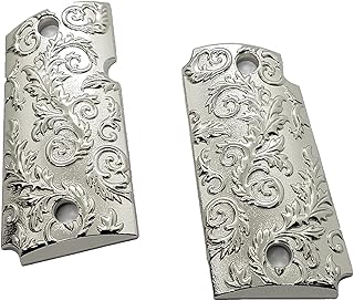 Custom Fot Kimber Micro 9 mm Grips Metal Grips Scroll Design Micro9 Grips and Screws Nickel Plated - Riot Balls