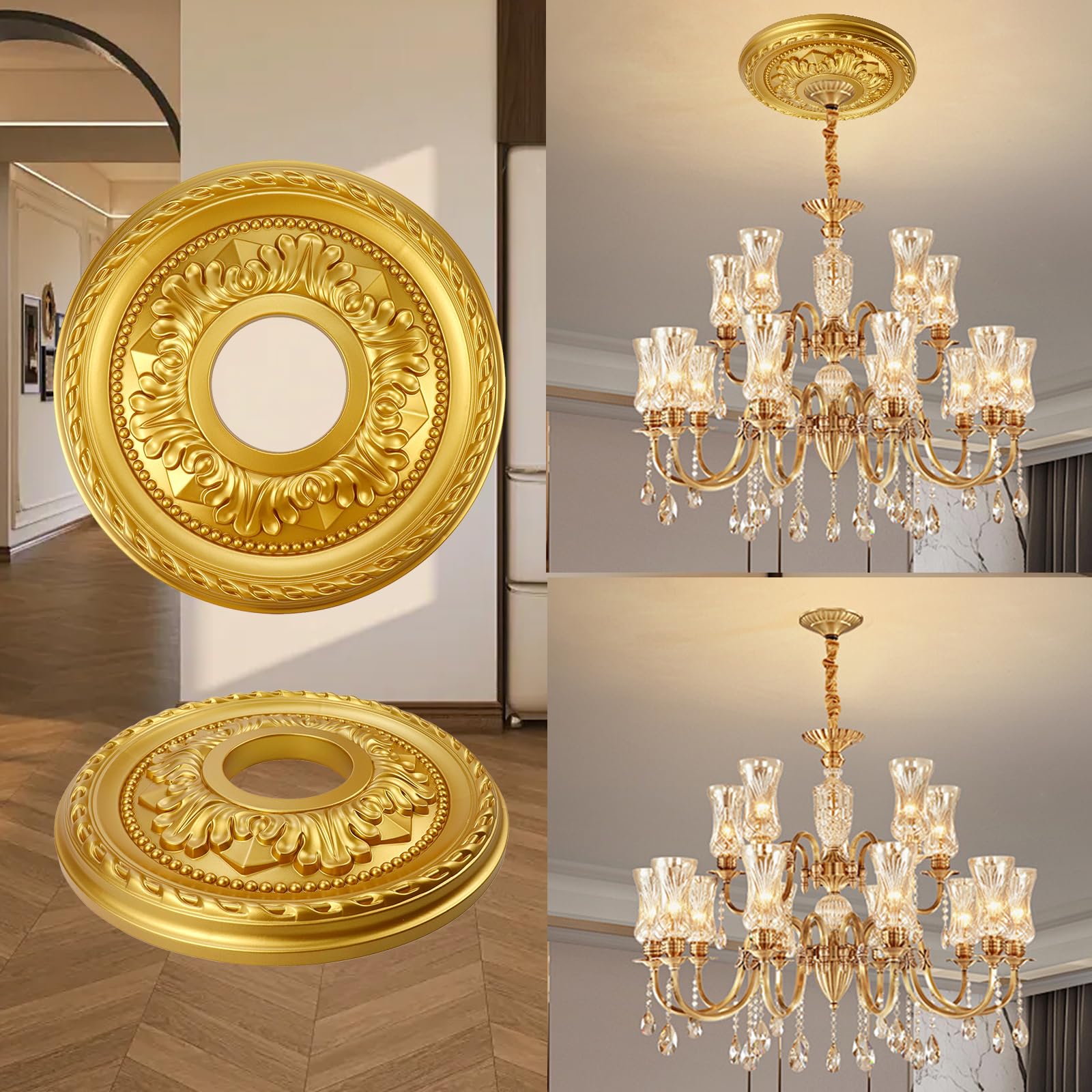 Crapyt Ceiling Medallions for Fans, 12.2" Small Ceiling Medallion — Amazon image 4