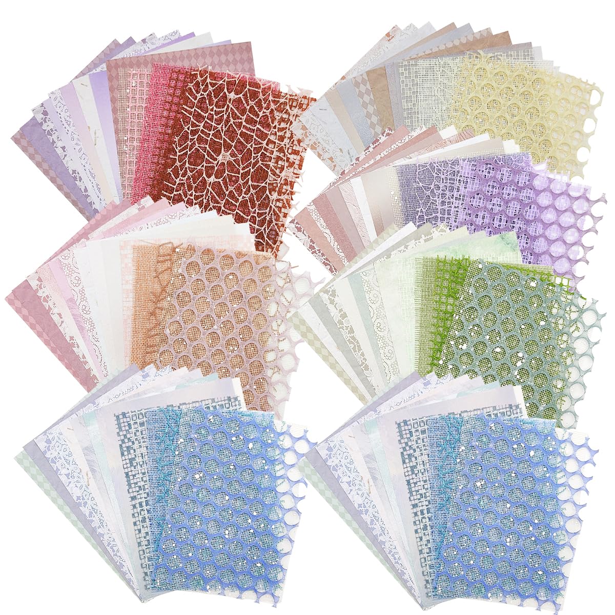 Set 160 Fogli Di Carta Ruvida E Tessuto A Rete Per Scrapbooking – 8 Confezioni Miste – 17,8x13 Cm – Materiale Fai Da Te E Decorazione - 3