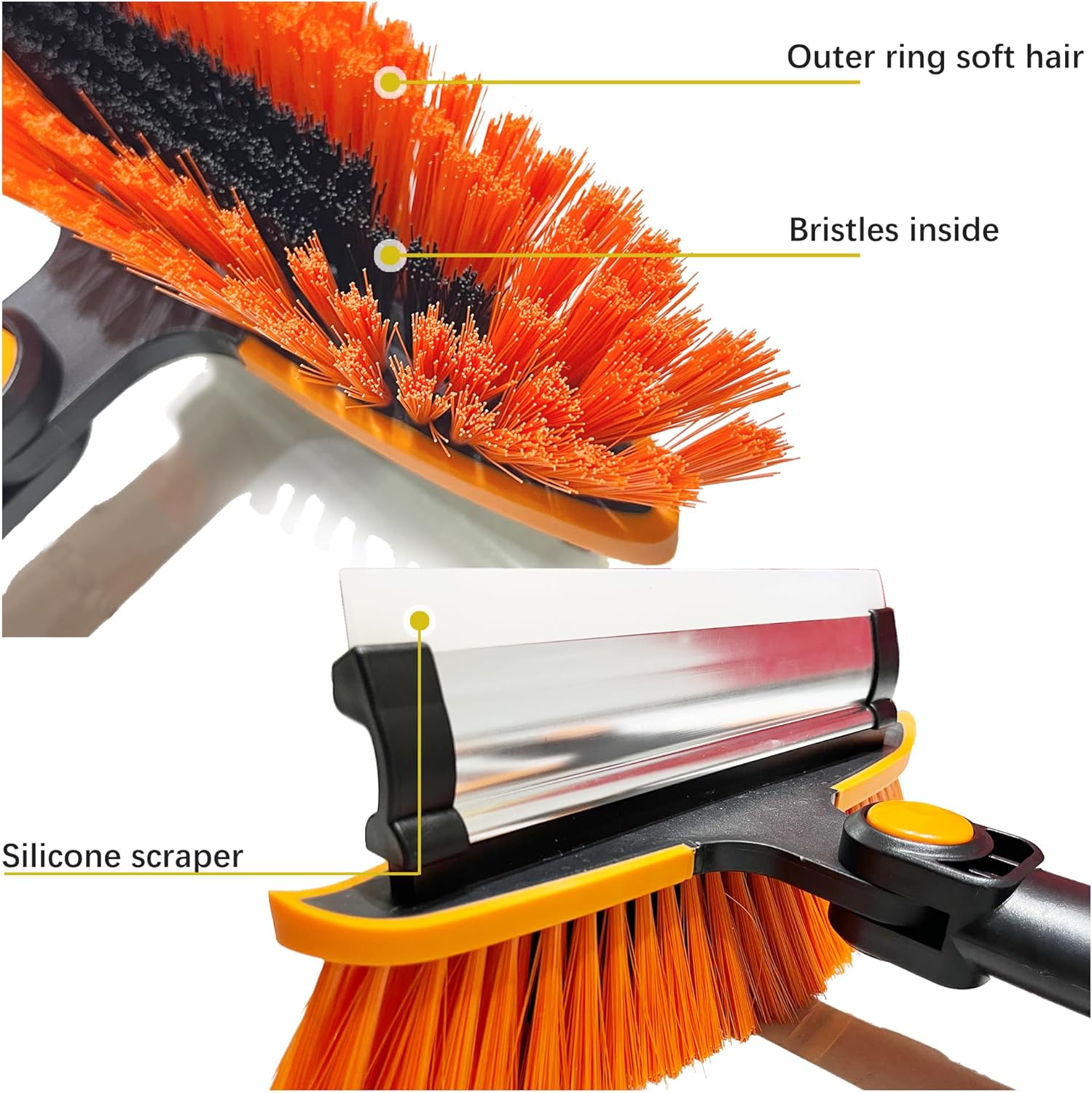4 in 1 Ice Scraper and Snow Brush with Squeegee,Detachable Snow Shovel, 42” Extendable Heavy Duty Snow Removal kit with Telescoping Foam Grip for Car Windshield Truck SUV MPV
