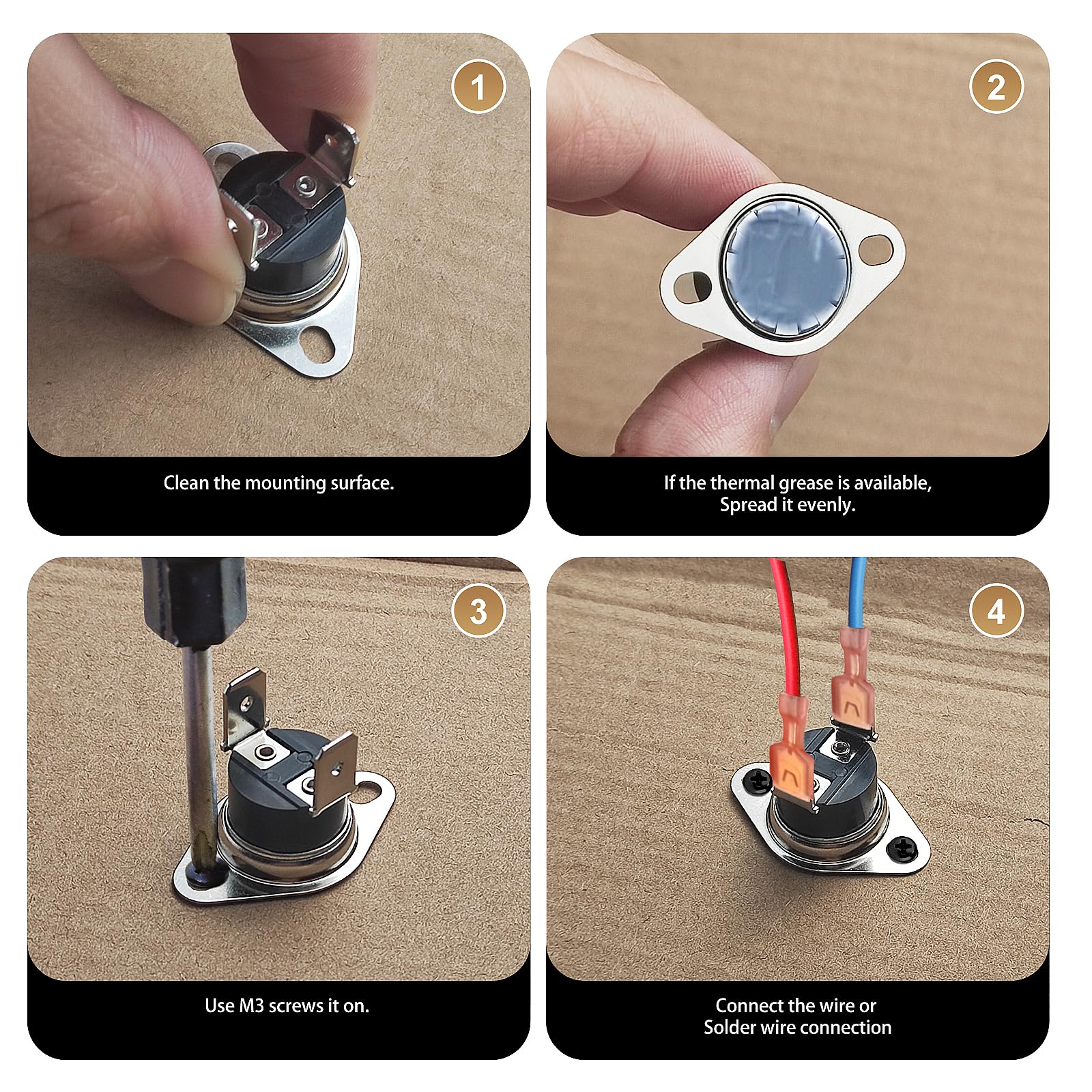 Awozkcd UL/CUL KSD301 Thermostat 125V 16A Thermal Switch, 40°C/104