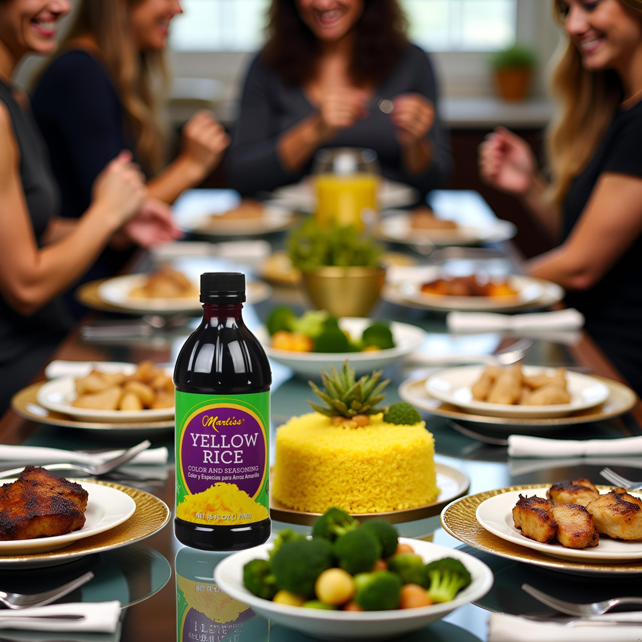 Marliss Yellow Rice Color, X-Large 16oz Bottle — Vibrant Amarillo for White Rice, Gluten-Free, Star-K Kosher, Made in USA — Adds Color Only, No Flavor Change