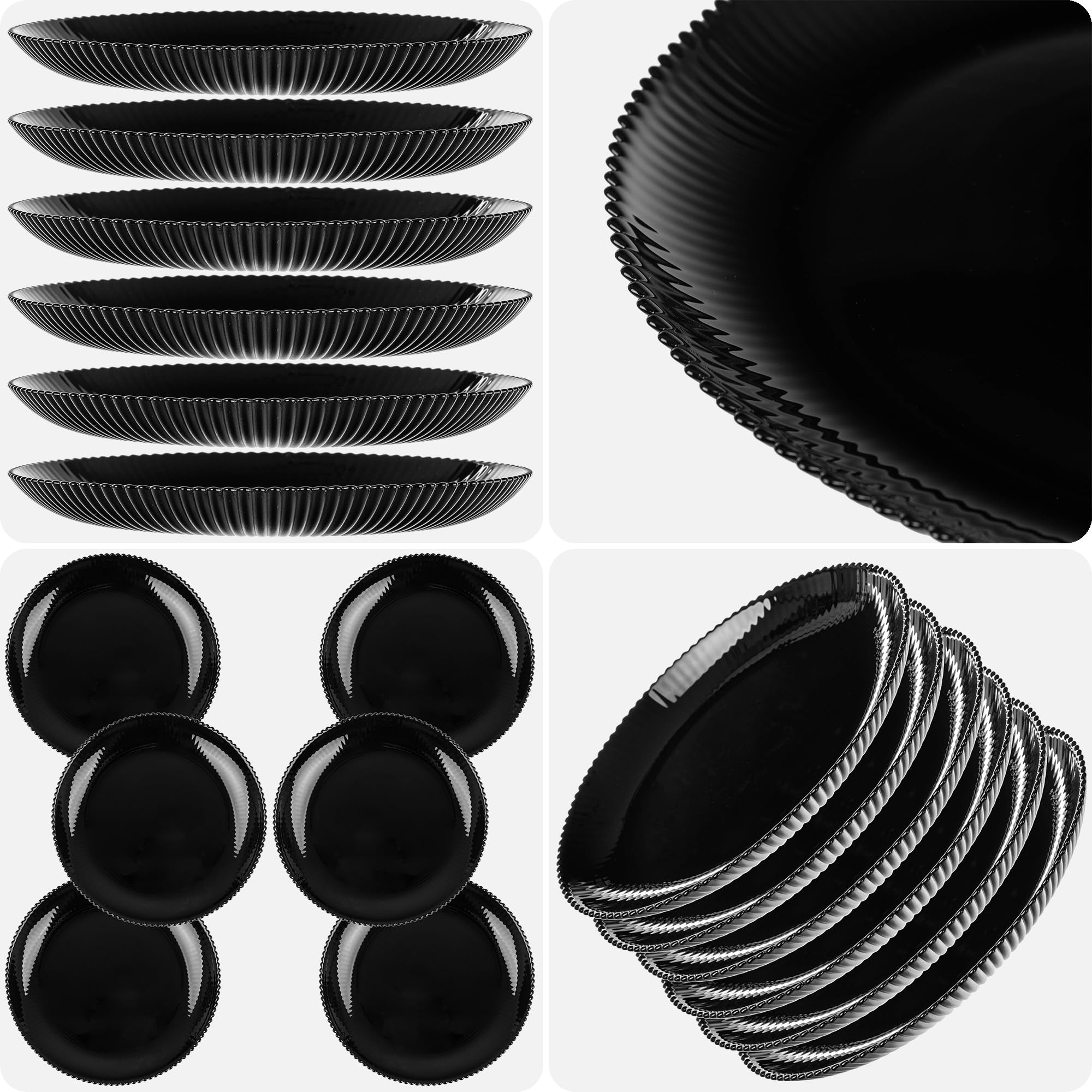 KADAX Piatti da dessert 19 cm in set da 6 piatti da colazione in vetro opalino, piatti piccoli per torte, dessert e colazione, lavabili in lavastoviglie (nero)