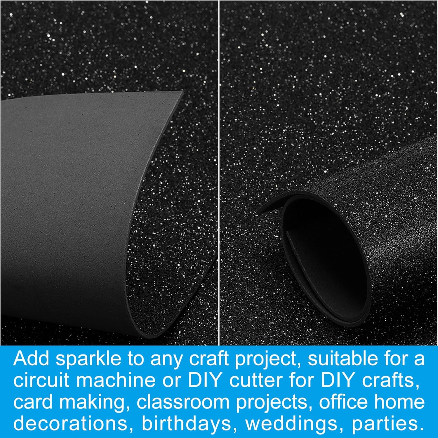 PATIKIL Silver Shiny EVA Glitter Foam Sheet 16x12 Inch 2mm Thick with Back Adhesive Sparkle EVA Glitter Felt for Crafts DIY Project, 20 Pcs