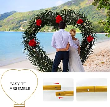 Heart Shape Wedding Metal Arch Backdrop Gold Flower Balloon Arbors Stand for Wedding Birthday Party, Graduation Decorations and Baby Shower