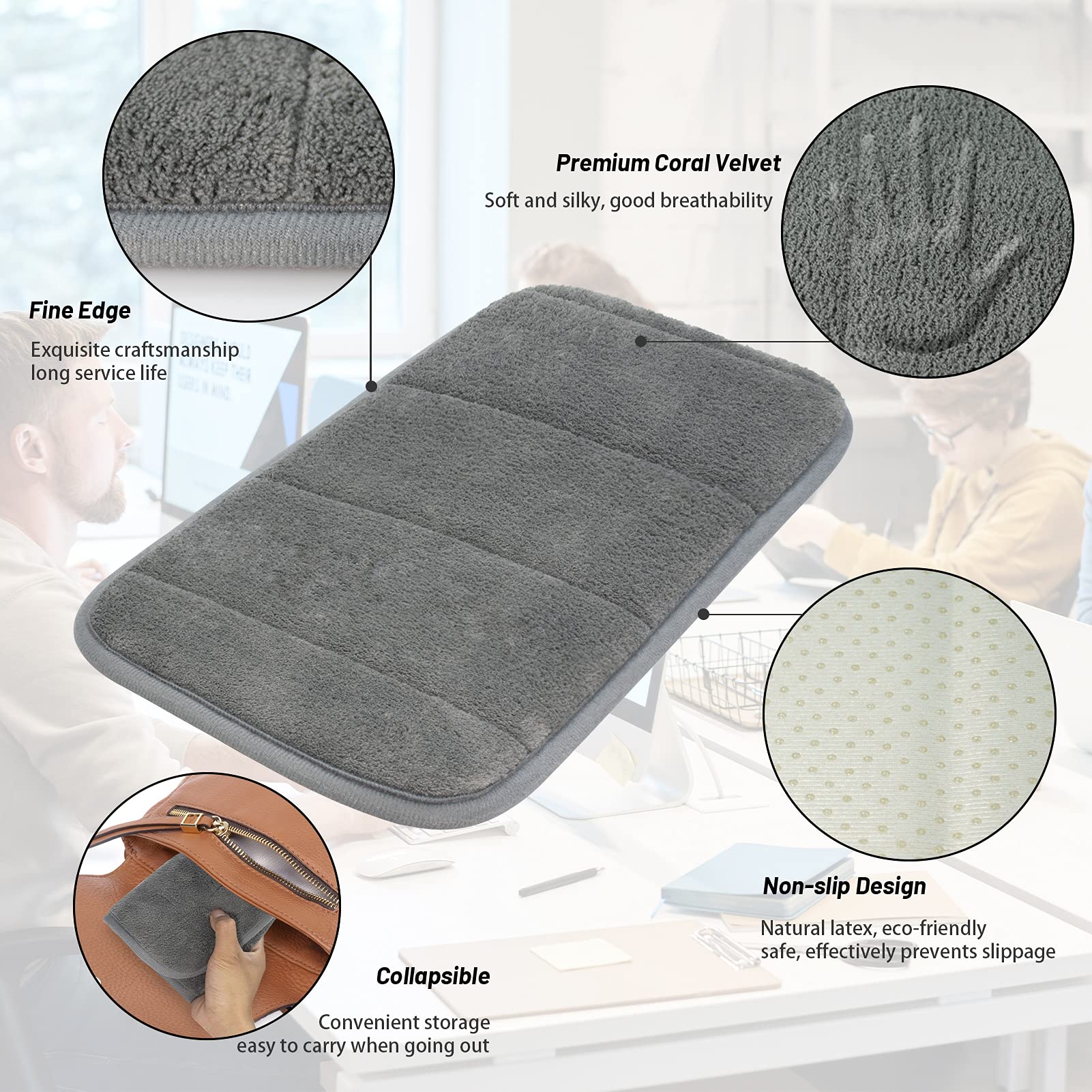Lot 2 Repose-Poignet/Coude Mousse Mémoire – Soulage Douleurs Poignet & Coude – Ergonomique Bureau & Gaming Gris