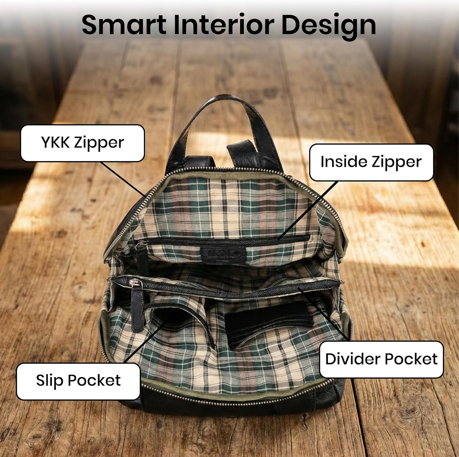 Genuine Leather Backpack for Women - 12.5 Inch with Adjustable Shoulder Strap - Stylish and Durable (Black) - Image 3