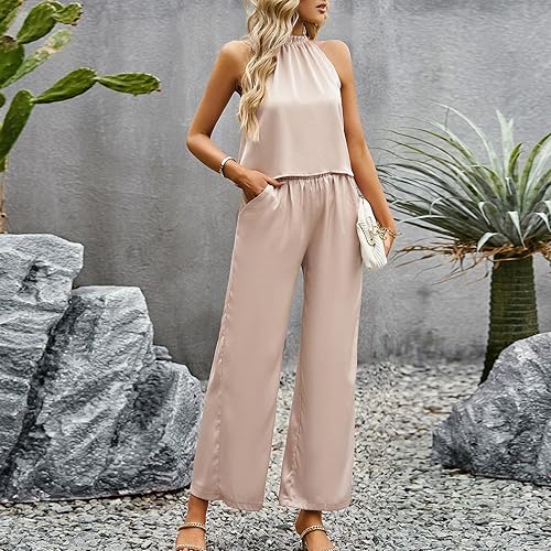 Miniatura 2 de Verano Casual Color Sólido Camisa Sin Mangas Pantalones De Cintura Alta Conjunto De Moda Temperamento Elegante Conjunto Invitado De Boda