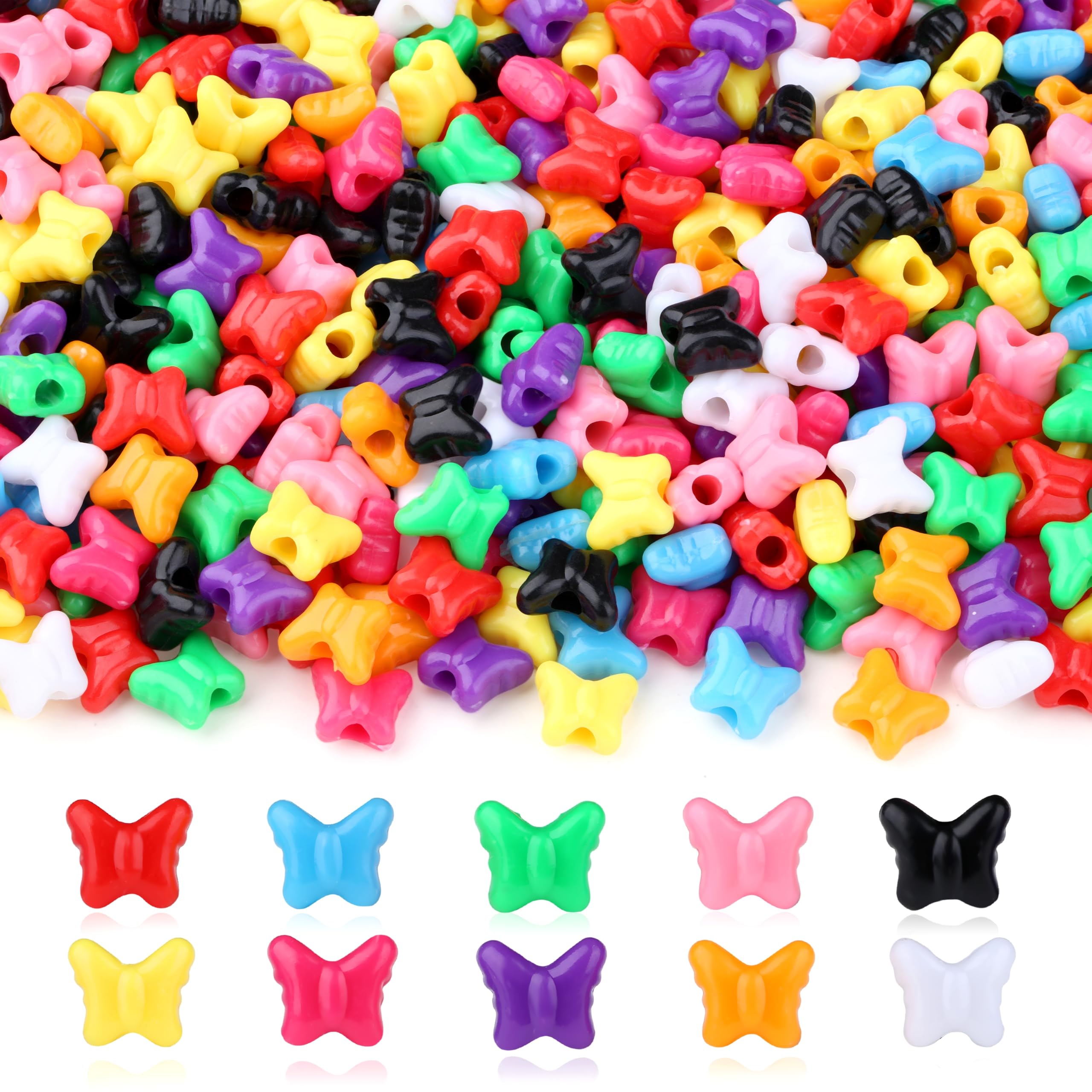 Sahoottie 1000Pcs Butterfly Pony Beads with Storage Box