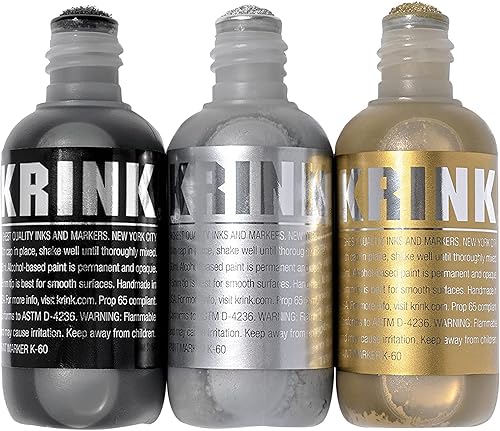 Krink K-60 - Juego de marcadores de pintura de 3 colores – Rotuladores de graffiti vibrantes y opacos para lienzo, papel de metal, vidrio y más –