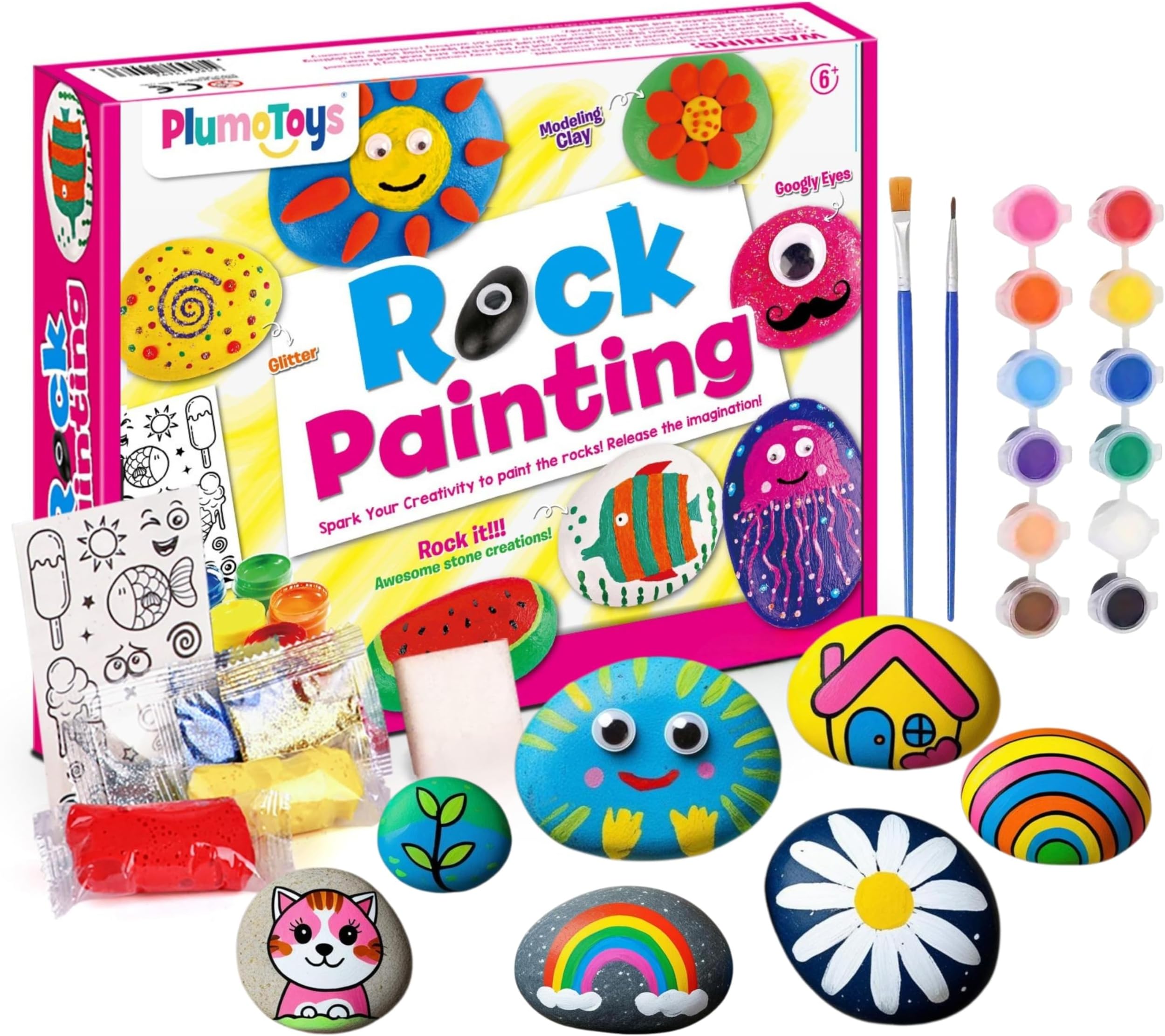 Rock Painting Kit for Kids - Arts and Crafts Toys for Girls Boys Ages 5 6 7 8 9 10 11 Craft Kits Art Set Supplies for Painting Rocks - Best Tween Paint Gift gift for girls