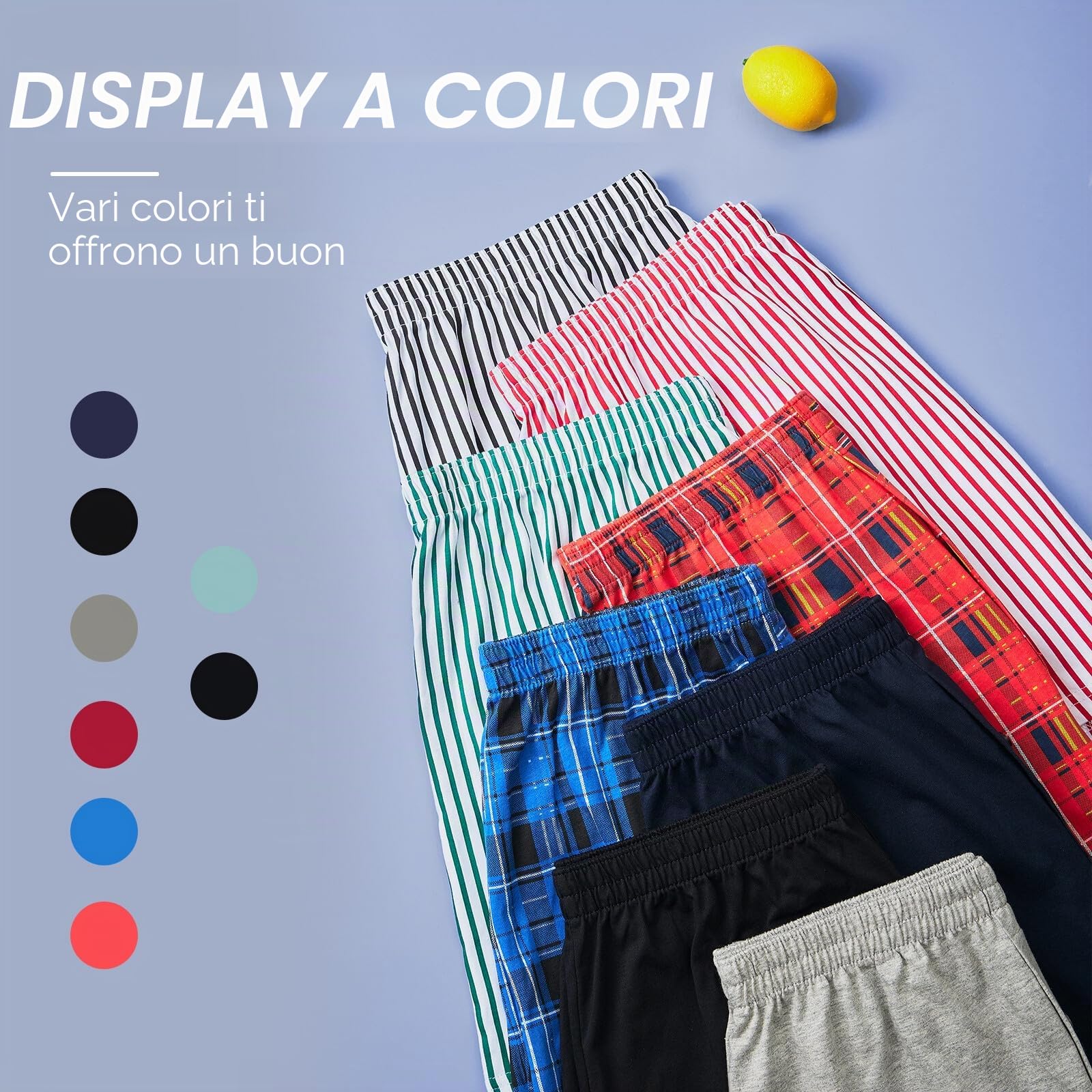 Uomo Boxer in Cotone Calecon Cotone Uomo Short Pantaloncini Pigiama Elastici 3 Pezzi Multicolore S-XL