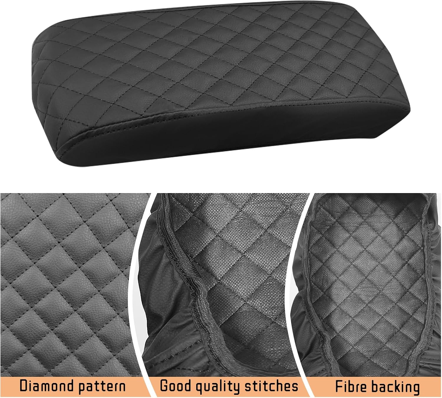 Center Console Cover Compatible with Cadillac CTS 2007-2014, Leather Armrest Cover Lid Protector, Elbow Arm Rest Covering, Anti-Scratch, Black