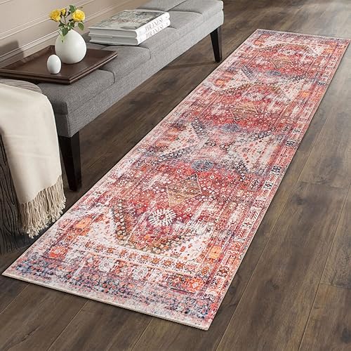 Aopota Alfombra antideslizante de lana sintética envejecida para pasillos, alfombras lavables para sala de estar, dormitorio, cocina, cuarto de