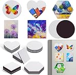 Engrowtic 60 Pcs Mini Magnetic Canvas Panel Magnetic Canvas Boards Magnetic Painting Canvas Panel Various Size Magnetic Canvases for Painting Fridge Locker Art Crafts DIY