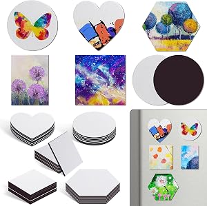 Engrowtic 60 Pcs Mini Magnetic Canvas Panel Magnetic Canvas Boards Magnetic Painting Canvas Panel Various Size Magnetic Canvases for Painting Fridge Locker Art Crafts DIY