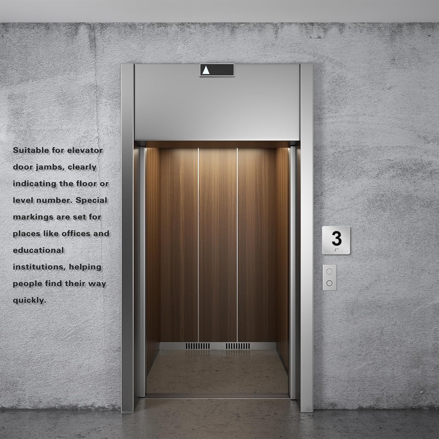 Exam Room Signs with Braille and Raised Numbers 1-5 Double Sided Tape Silver 4" x 4" for Apartment Offices Educational Institution Elevator Sign Door Number Signs