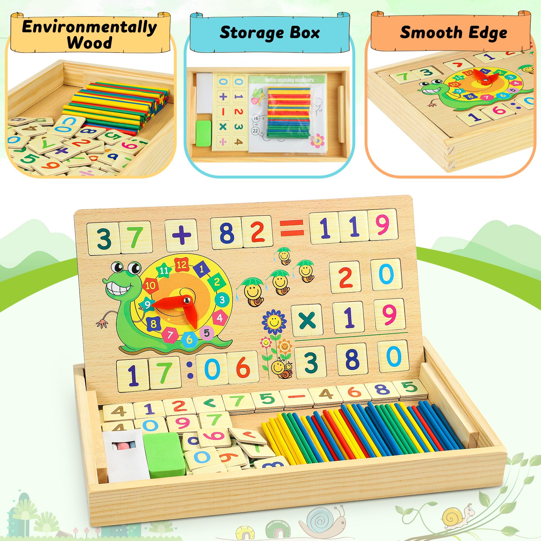 lenbest Giochi Montessori per la Matematica - Giochi Matematici con Conteggio - Giocattoli Bambini in Legno - Giocattolo Educativi Regalo Natale o di Compleanno per 3 4 5 6 Anni Bambini Bambina