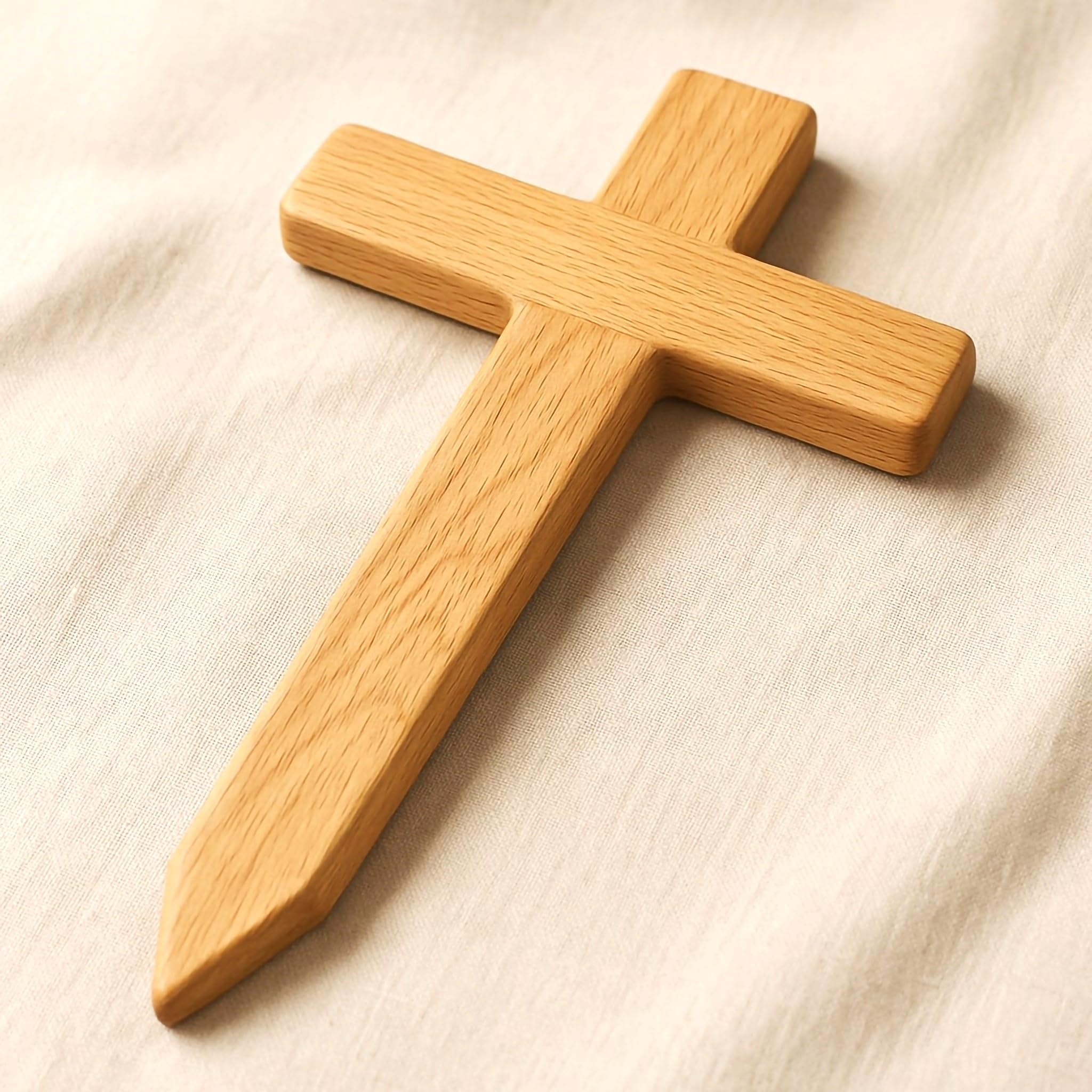 Hobicht Edles kleines Holzkreuz aus europ. Eiche fürs Grab, Grabkreuz aus Holz, als Grabstein Ersatz, für das Urnengrab auf dem Friedhof oder als Grabschmuck und Grabdekoration, für Hund, Katze