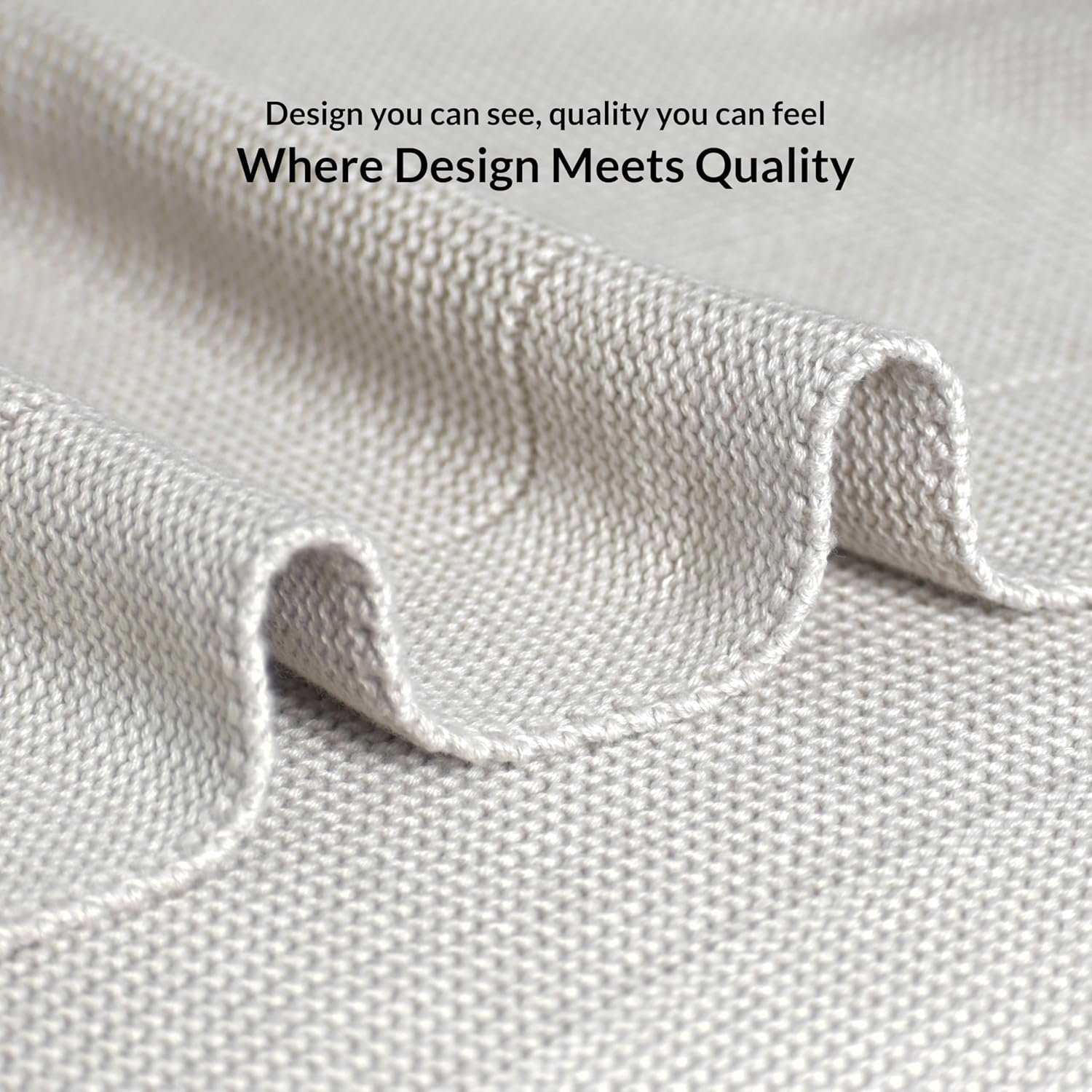 100% Cotton Knitted Throw Blanket – Oeko-TEX® Certified, Breathable & Soft, 50" x 60" – Substantial All-Season Blanket for Couch, Bed, Home Décor and Gifting - 2 lb (Silver Gray) - Image 6