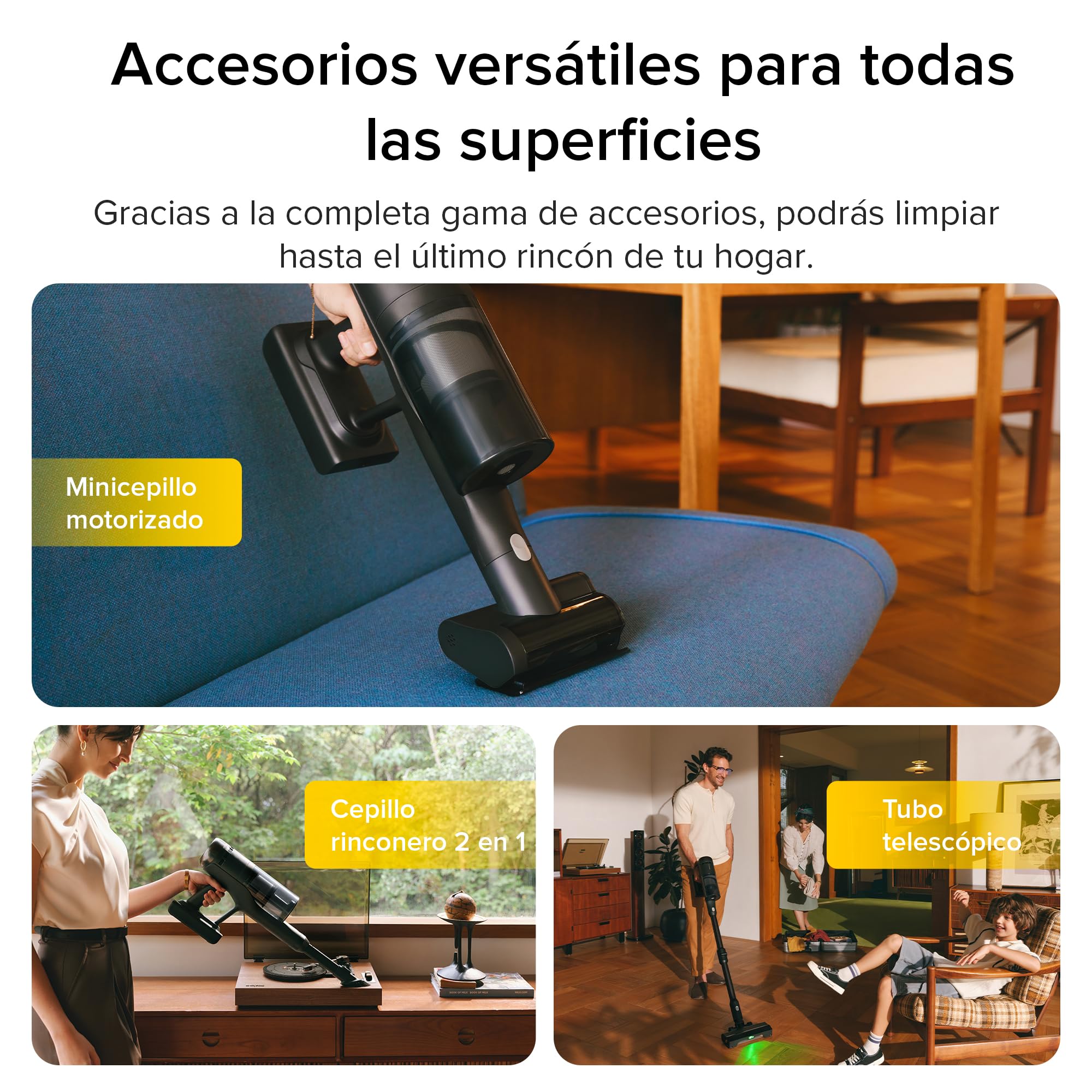 roborock H60 Ultra Aspiradora Sin Cable, Succión 210AW, Autonomía 90 min | Tubo Flexible 90°, Cepillo Anti-Enredos para Alfombras, Detección Polvo LED, Suelos y Pelo de Mascotas, Batería Extraíble