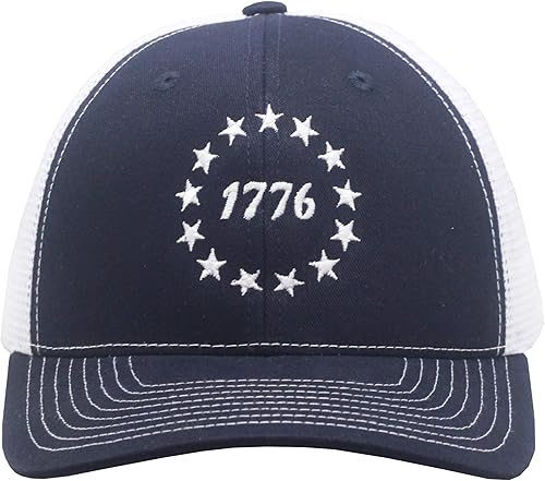 Miniatura 2 de Peerless Embroidery 1776 Star Trucker Mesh Snapback Azul marino/Blanco