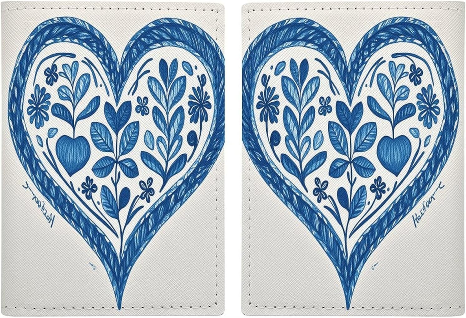 Hand Drawn Heart Passport Holder Leather Passport Wallet Cover Case Passport Protective Cover Cute Passport Book Holder Slim Credit Card Holder Travel Accessories for Women Men