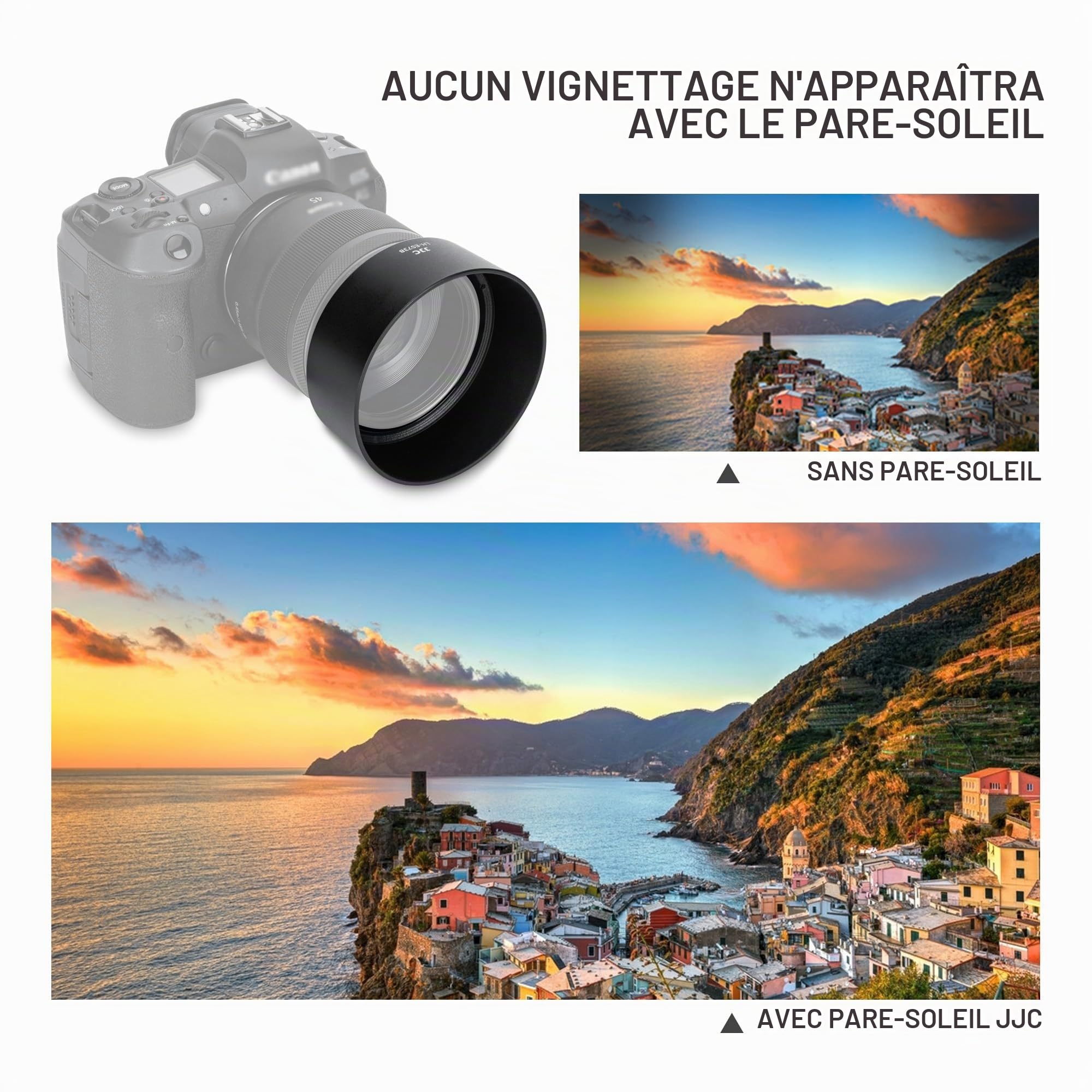 JJC ES73B Pare-soleil à baïonnette compatible avec objectif Canon RF 45 mm F1.2 STM, pare-soleil réversible remplace Canon ES-73B