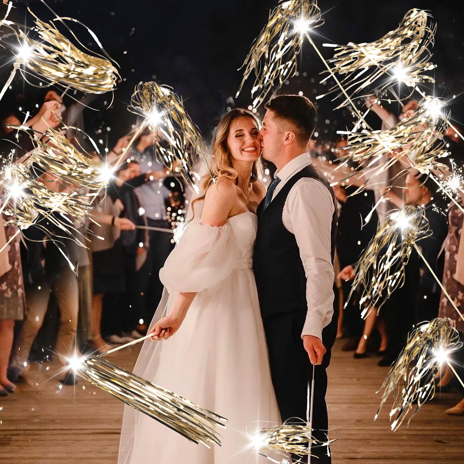 100 Stück Hochzeitsstäbe leuchten mit LED-Lametta, Hochzeitsschlangen für Hochzeit, Versand und Gruß, ideale Requisiten für Hochzeiten, Geburtstagsfeiern, Weihnachten, Cheerleading-Spiele