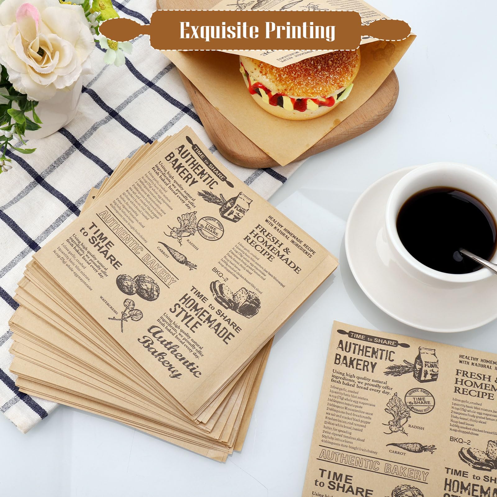 Sacchetti Carta Oleata Per Alimenti - 200 Pezzi 15x15cm, Impermeabili Per Panini, Fritti E Fast Food