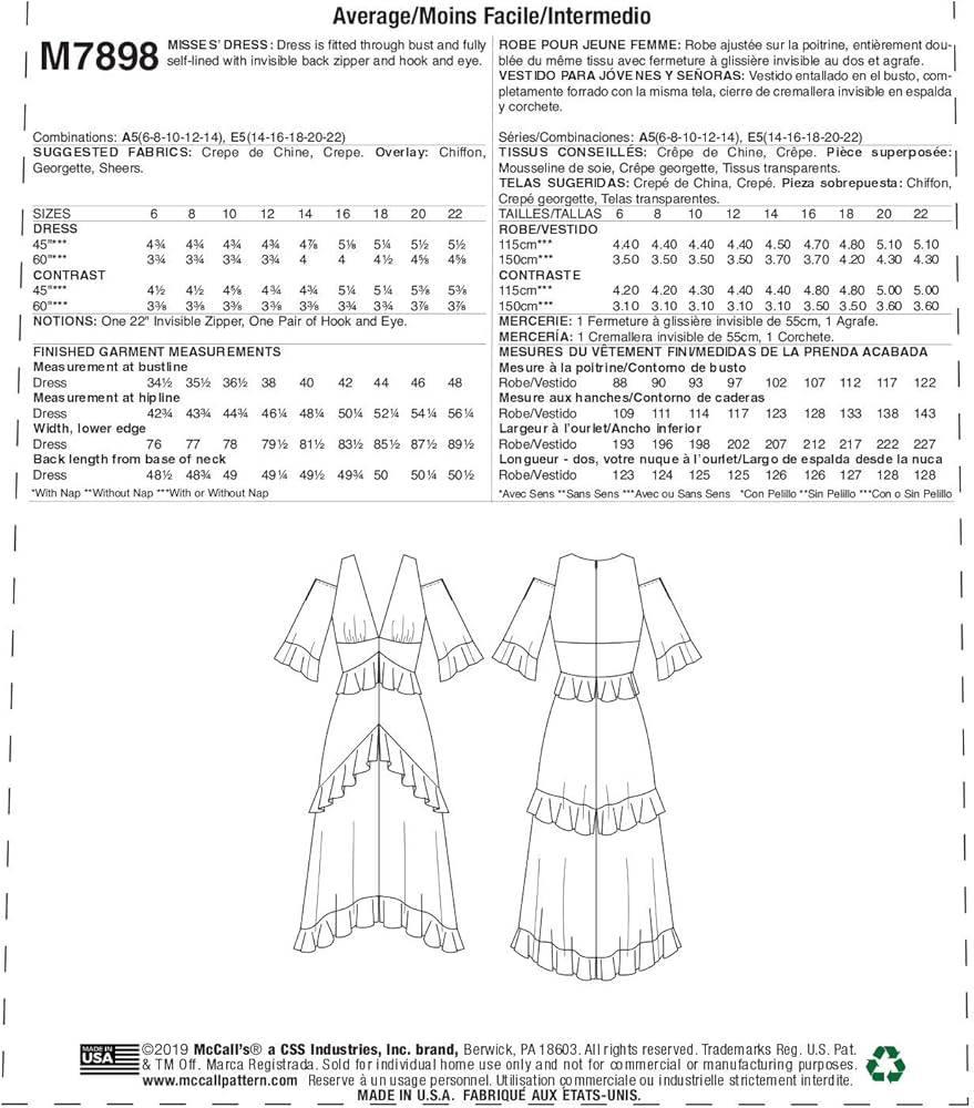 Amazon.com: Women's Ruffled Cold Shoulder Dress Sewing Pattern by