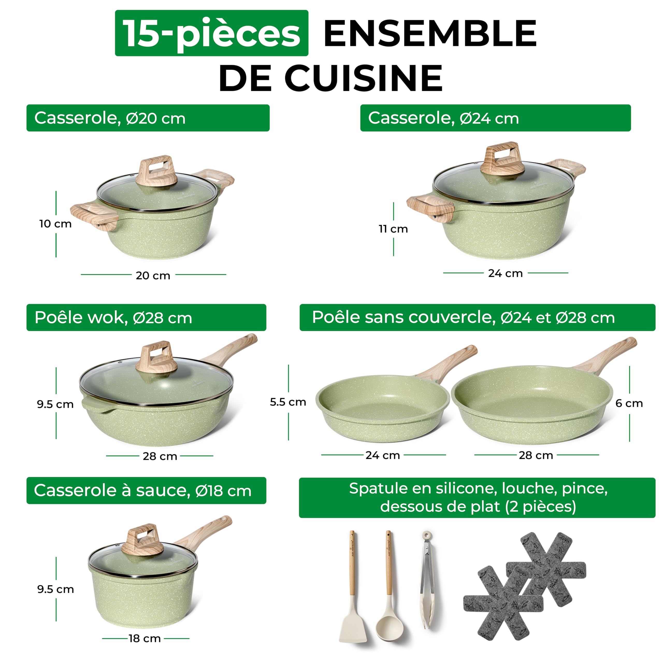 JUST PERFECTO - Induktions-Kochgeschirrset mit Deckeln - Pfannen für JUST PERFECTO - Induktions-Kochgeschirrset mit Deckeln - Pfannen für