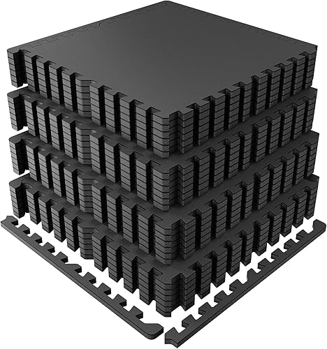 Miniatura 10 de PRAISUN Suelo de Gimnasio de Goma Más Grueso de 0.6 Pulgadas para Gimnasio en Casa, 12 Piezas 48 Pies Cuadrados Alfombrillas de Entrenamiento