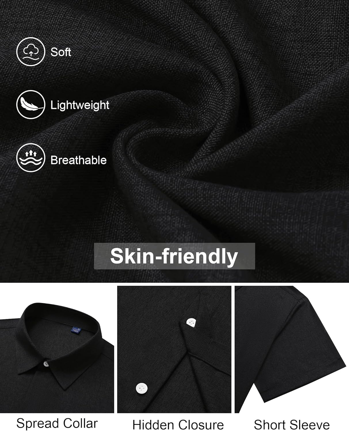 Alimens & Gentle Mens Linen Shirt Short Sleeve Button Down Shirt Casual Summer Beach Vacation Wedding Shirts - Image 6